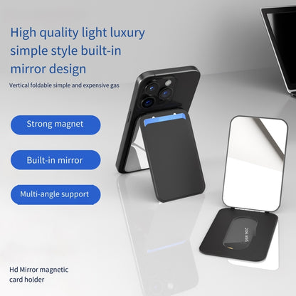 Magnetic Card Bag Phone Desktop Holder with Mirror(Black) - Others Accessories by buy2fix | Online Shopping UK | buy2fix