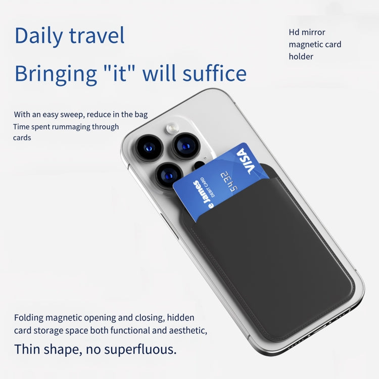 Magnetic Card Bag Phone Desktop Holder with Mirror(Dark Blue) - Others Accessories by buy2fix | Online Shopping UK | buy2fix