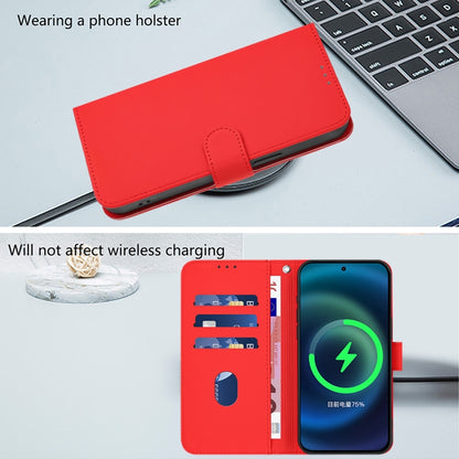 For OnePlus 11 Skin Feel Solid Color Leather Phone Case with Lanyard(Red) - OnePlus Cases by buy2fix | Online Shopping UK | buy2fix