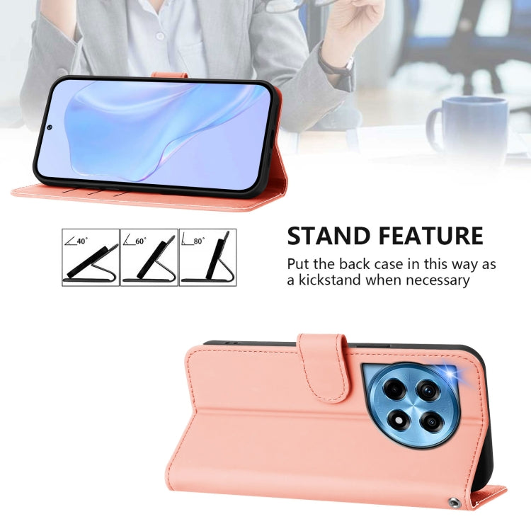 For OnePlus 12 5G Global Skin Feel Solid Color Leather Phone Case with Lanyard(Pink) by buy2fix