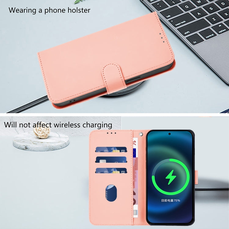 For OnePlus 12 5G Global Skin Feel Solid Color Leather Phone Case with Lanyard(Pink) by buy2fix