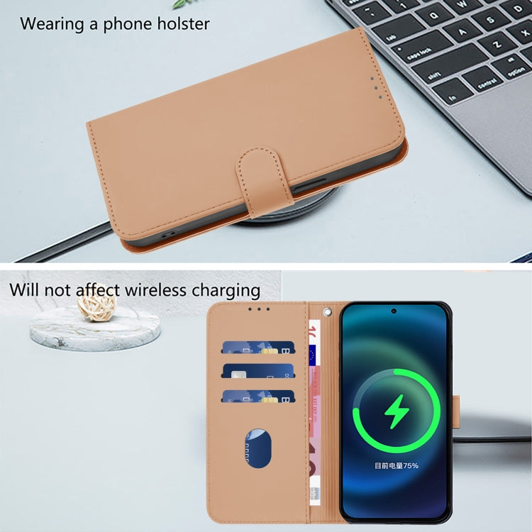 For OnePlus 12 5G Global Skin Feel Solid Color Leather Phone Case with Lanyard(Nude) by buy2fix