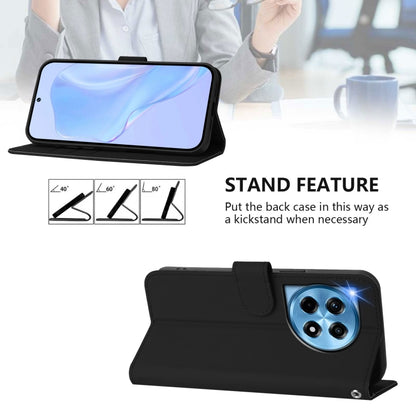 For OnePlus 12 5G Global Skin Feel Solid Color Leather Phone Case with Lanyard(Black) by buy2fix