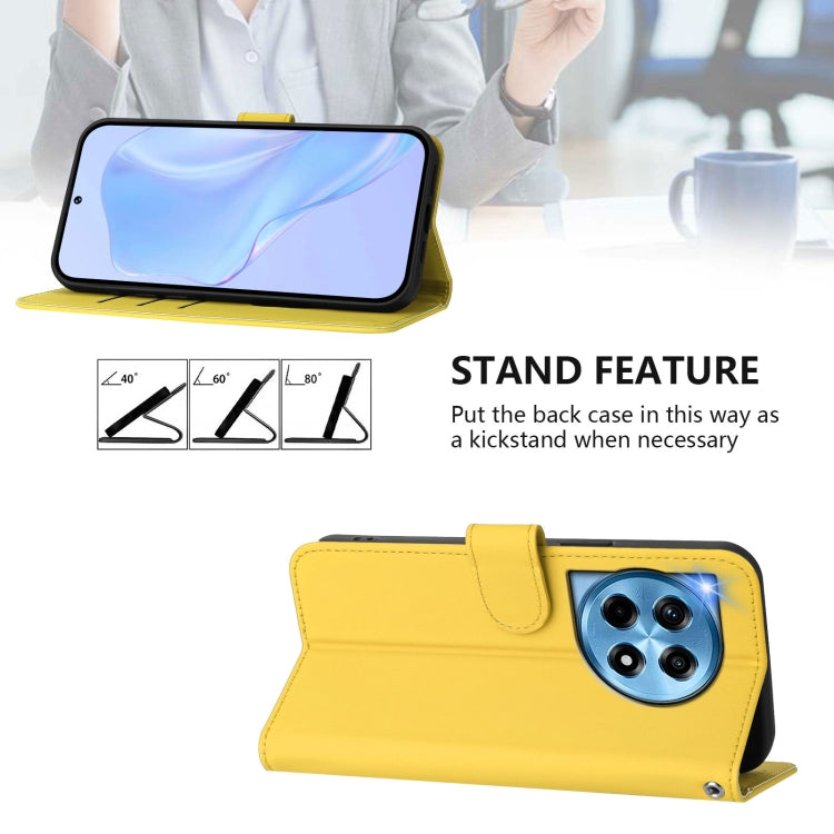 For OnePlus 12 5G Global Skin Feel Solid Color Leather Phone Case with Lanyard(Lemon Yellow) by buy2fix
