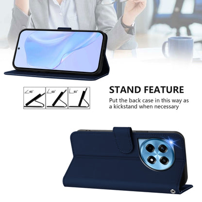 For OnePlus 12 5G Global Skin Feel Solid Color Leather Phone Case with Lanyard(Navy Blue) by buy2fix