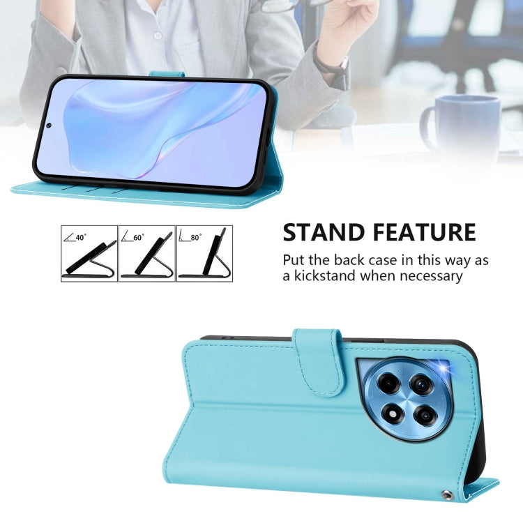 For OnePlus 12 5G Global Skin Feel Solid Color Leather Phone Case with Lanyard(Sky Blue) by buy2fix