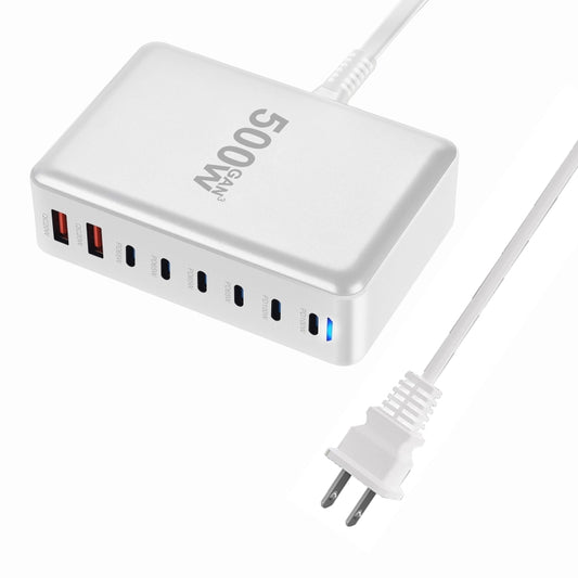 500W GaN 6 Type-C 2 USB Multi Ports Sharing Desktop Charger, Plug:US Plug(White) - Multifunction Charger by buy2fix | Online Shopping UK | buy2fix