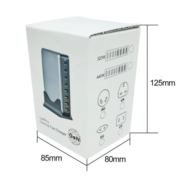 500W GaN 6 Type-C 2 USB Multi Ports Sharing Desktop Charger, Plug:US Plug(Grey) - Multifunction Charger by buy2fix | Online Shopping UK | buy2fix