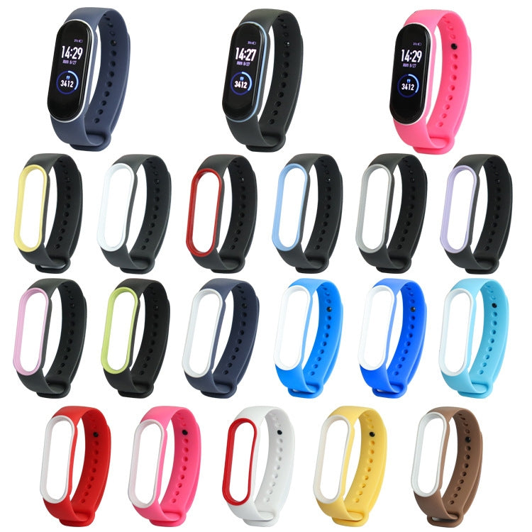 For Xiaomi Mi Band 5 Two-color TPE Watch Band(Black+Yellow) - Watch Bands by buy2fix | Online Shopping UK | buy2fix