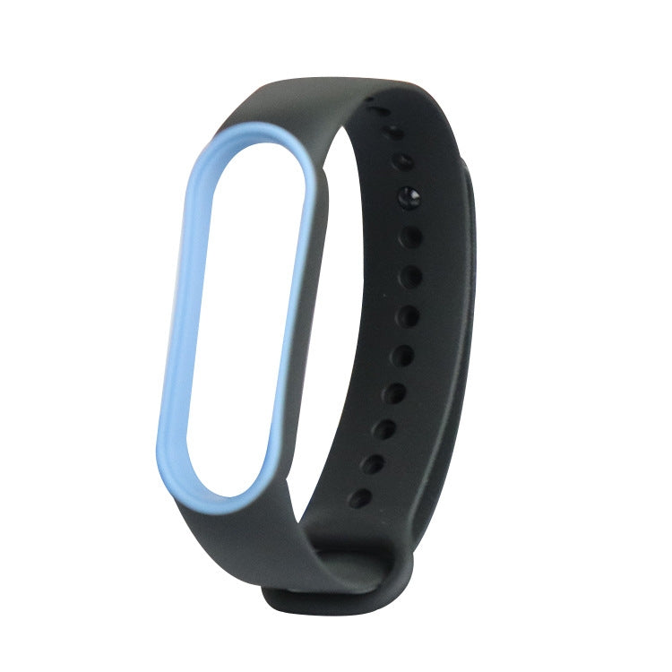 For Xiaomi Mi Band 5 Two-color TPE Watch Band(Black+Blue) - Watch Bands by buy2fix | Online Shopping UK | buy2fix