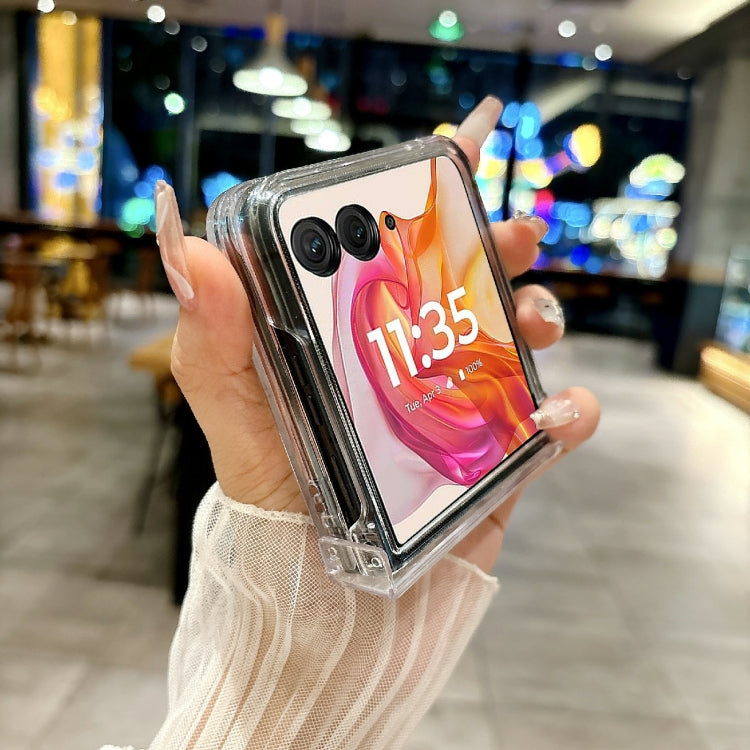 For Motorola Razr 50 Ultra Three-piece Set Pearlescent Shell Texture Phone Case(White) by buy2fix