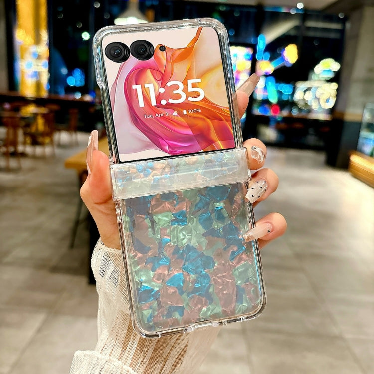 For Motorola Razr 50 Ultra Three-piece Set Pearlescent Shell Texture Phone Case(Beige) by buy2fix