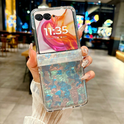 For Motorola Razr 50 Ultra Three-piece Set Pearlescent Shell Texture Phone Case(Beige) by buy2fix