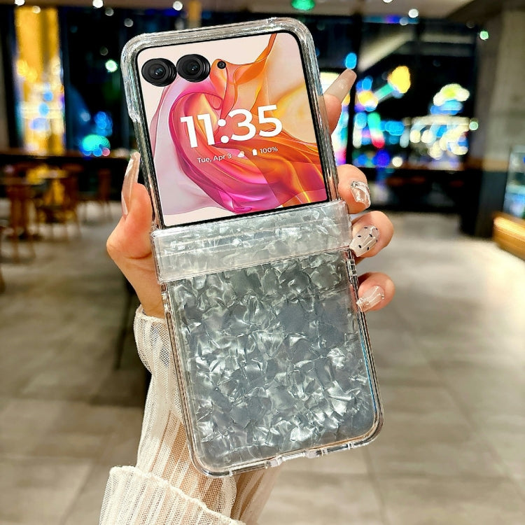 For Motorola Razr 40 Ultra Three-piece Set Pearlescent Shell Texture Phone Case(White) by buy2fix