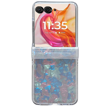 For Motorola Razr 40 Ultra Three-piece Set Pearlescent Shell Texture Phone Case(Beige) by buy2fix