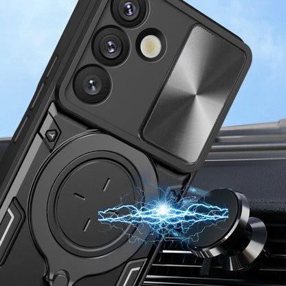 For Samsung Galaxy S25+ 5G CD Texture Sliding Camshield Magnetic Holder Phone Case(Pink) by buy2fix