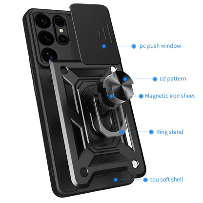 For Samsung Galaxy S25 Ultra 5G Sliding Camera Cover Design TPU+PC Phone Case(Blue) by buy2fix