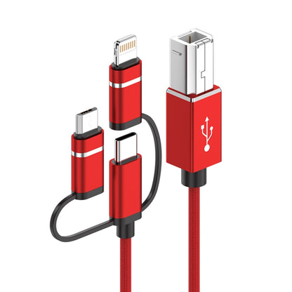 3 in 1 8 Pin, Type-C, Micro USB to USB-B MIDI Instruments Printer Cable, Length: 1m, Length:1m(Red) - Multifunction Cable by buy2fix | Online Shopping UK | buy2fix