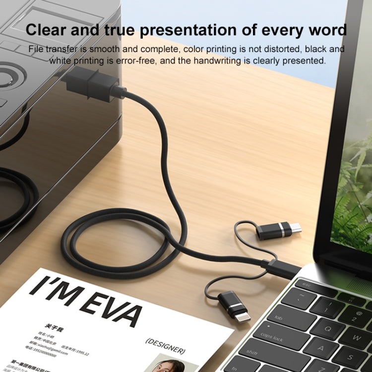 3 in 1 8 Pin, Type-C, Micro USB to USB-B MIDI Instruments Printer Cable, Length: 1m, Length:1m(Black) - Multifunction Cable by buy2fix | Online Shopping UK | buy2fix