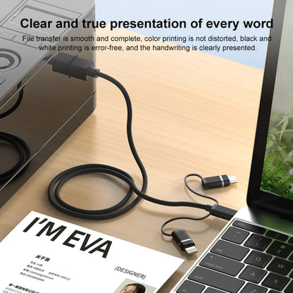 3 in 1 8 Pin, Type-C, Micro USB to USB-B MIDI Instruments Printer Cable, Length: 1m, Length:1m(Black) - Multifunction Cable by buy2fix | Online Shopping UK | buy2fix