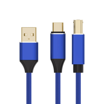 2 in 1 Type-C and USB-A to USB-B MIDI Instruments Printer Cable, Length: 1m, Length:1m(Blue) by buy2fix