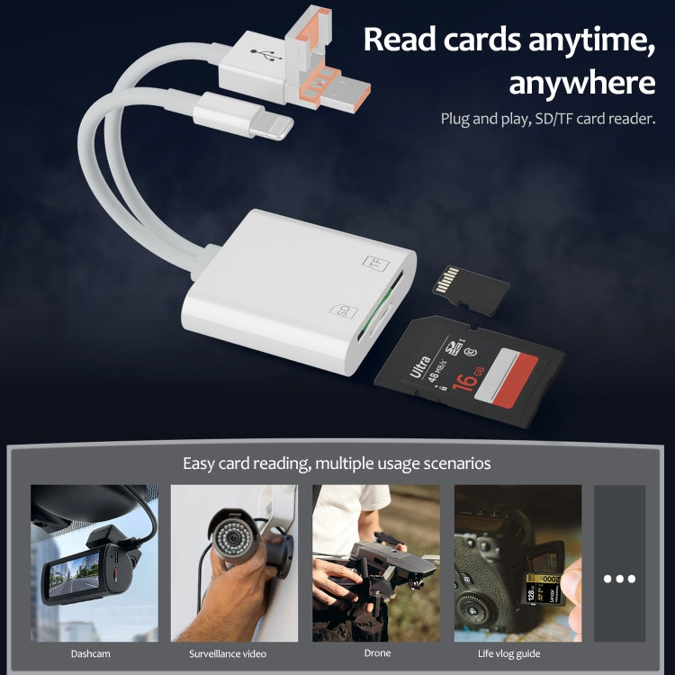 NK-101Y TL Pro USB-C / Type-C, 8 Pin, USB to TF, SD Card Slot Multi-function Card Reader(White) - U Disk & Card Reader by buy2fix | Online Shopping UK | buy2fix