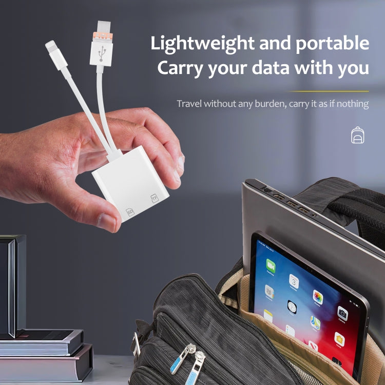 NK-101Y TL Pro USB-C / Type-C, 8 Pin, USB to TF, SD Card Slot Multi-function Card Reader(White) - U Disk & Card Reader by buy2fix | Online Shopping UK | buy2fix