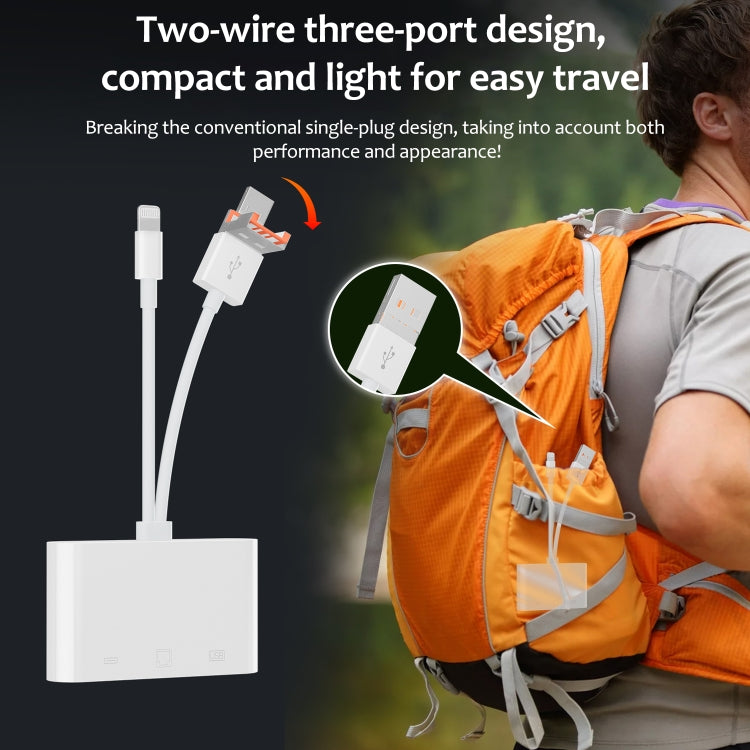 NK-107TL Pro USB-C / Type-C, 8 Pin, USB to 8 Pin, USB, RJ45 Multi-function Adapter(White) - Converter & Adapter by buy2fix | Online Shopping UK | buy2fix