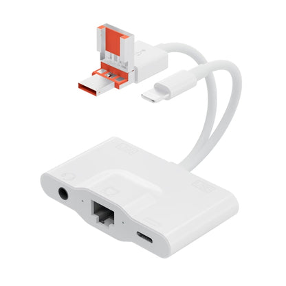 NK-1033TL Pro USB-C / Type-C, 8 Pin, USB to USB-C / Type-C, 2 x USB, RJ45, 3.5mm Multi-function Adapter(White) - Converter & Adapter by buy2fix | Online Shopping UK | buy2fix