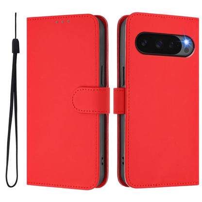 For Google Pixel 10 / 10 Pro Skin Feel Solid Color Leather Phone Case with Lanyard(Red) - Google Cases by buy2fix | Online Shopping UK | buy2fix