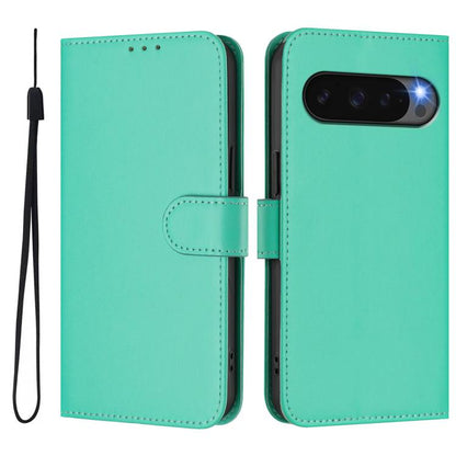 For Google Pixel 10 / 10 Pro Skin Feel Solid Color Leather Phone Case with Lanyard(Green) - Google Cases by buy2fix | Online Shopping UK | buy2fix