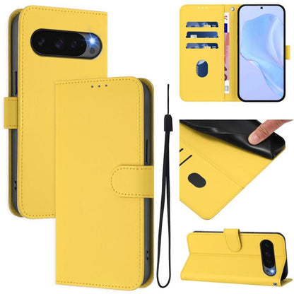 For Google Pixel 10 / 10 Pro Skin Feel Solid Color Leather Phone Case with Lanyard(Lemon Yellow) - Google Cases by buy2fix | Online Shopping UK | buy2fix