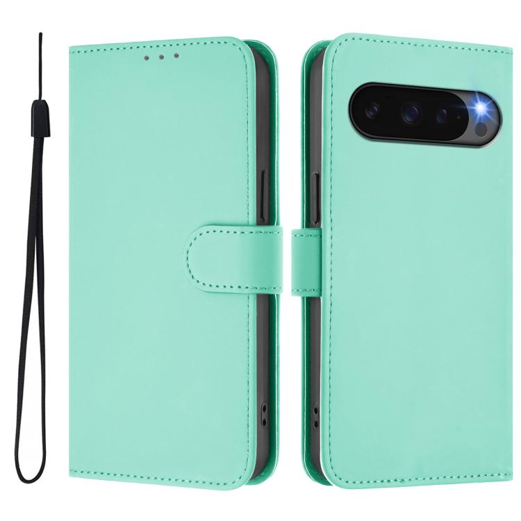 For Google Pixel 10 / 10 Pro Skin Feel Solid Color Leather Phone Case with Lanyard(Mint Green) - Google Cases by buy2fix | Online Shopping UK | buy2fix