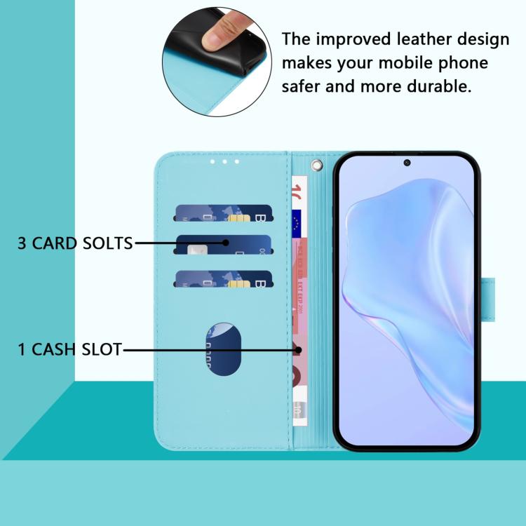 For Google Pixel 10 / 10 Pro Skin Feel Solid Color Leather Phone Case with Lanyard(Sky Blue) - Google Cases by buy2fix | Online Shopping UK | buy2fix