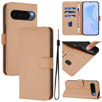 For Google Pixel 10 Pro XL Skin Feel Solid Color Leather Phone Case with Lanyard(Nude) - Google Cases by buy2fix | Online Shopping UK | buy2fix