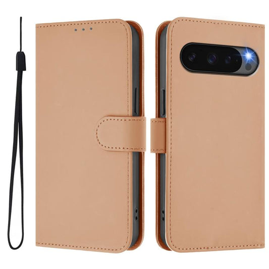 For Google Pixel 10 Pro XL Skin Feel Solid Color Leather Phone Case with Lanyard(Nude) - Google Cases by buy2fix | Online Shopping UK | buy2fix