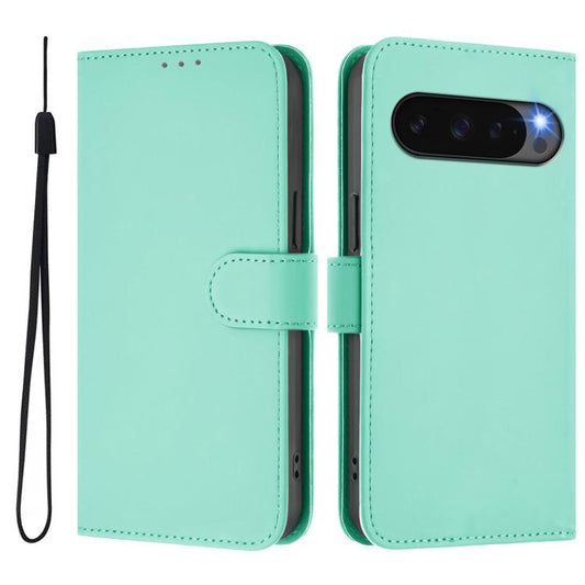 For Google Pixel 10 Pro XL Skin Feel Solid Color Leather Phone Case with Lanyard(Mint Green) - Google Cases by buy2fix | Online Shopping UK | buy2fix