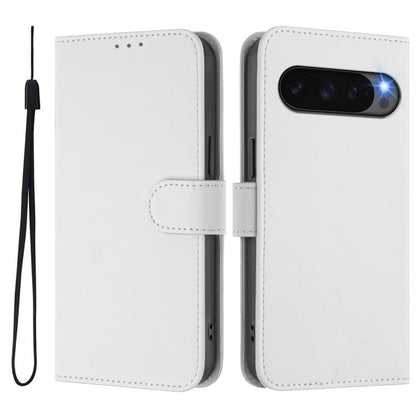 For Google Pixel 10 Pro XL Skin Feel Solid Color Leather Phone Case with Lanyard(White) - Google Cases by buy2fix | Online Shopping UK | buy2fix