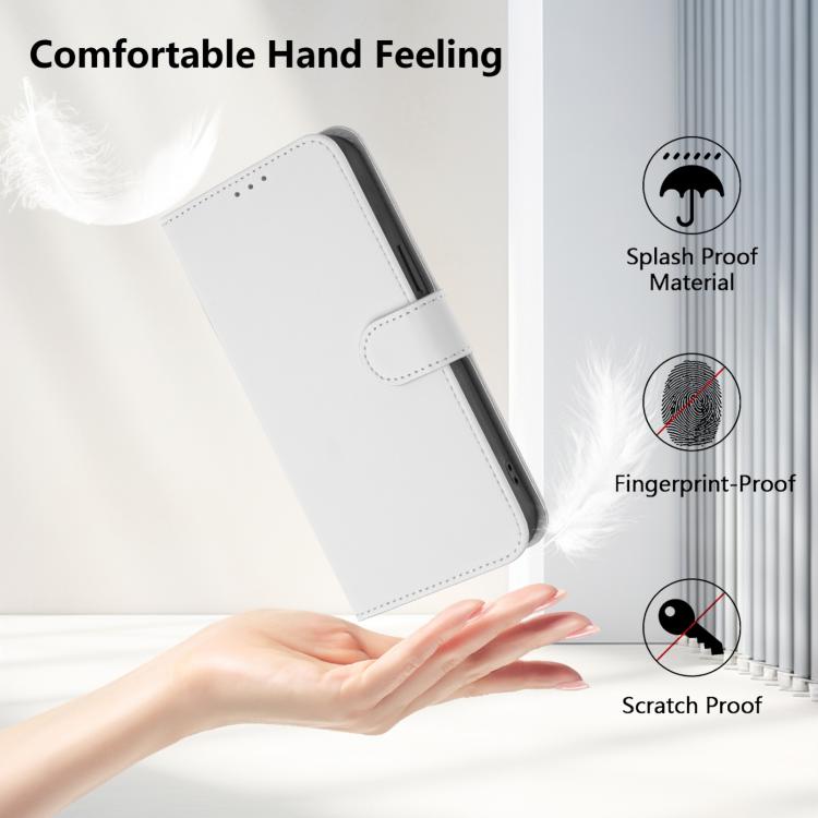 For Google Pixel 10 Pro XL Skin Feel Solid Color Leather Phone Case with Lanyard(White) - Google Cases by buy2fix | Online Shopping UK | buy2fix