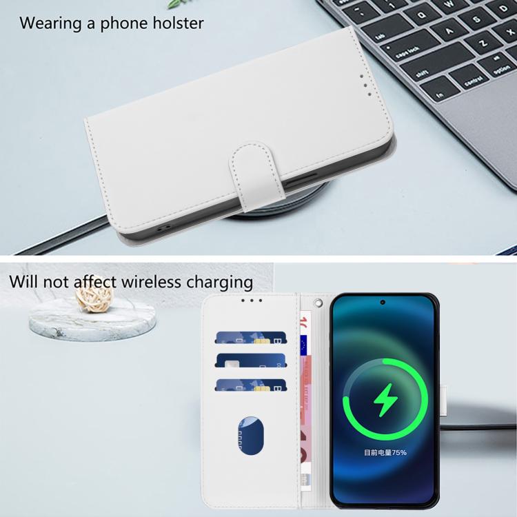 For Google Pixel 10 Pro XL Skin Feel Solid Color Leather Phone Case with Lanyard(White) - Google Cases by buy2fix | Online Shopping UK | buy2fix