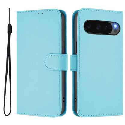 For Google Pixel 10 Pro XL Skin Feel Solid Color Leather Phone Case with Lanyard(Sky Blue) - Google Cases by buy2fix | Online Shopping UK | buy2fix