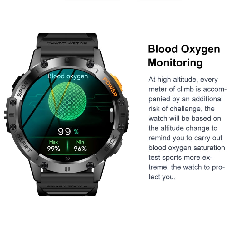 LEMFO K65 1.43 inch Bluetooth Call Smart Watch, Support Heart Rate / Blood Oxygen(Orange) - Smart Watches by LEMFO | Online Shopping UK | buy2fix