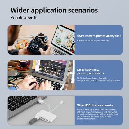 NK-1040TL Pro USB-C / Type-C, 8 Pin, USB to USB-C / Type-C, 8 Pin, Micro USB, TF, SD Card Reader Adapter(White) - U Disk & Card Reader by buy2fix | Online Shopping UK | buy2fix