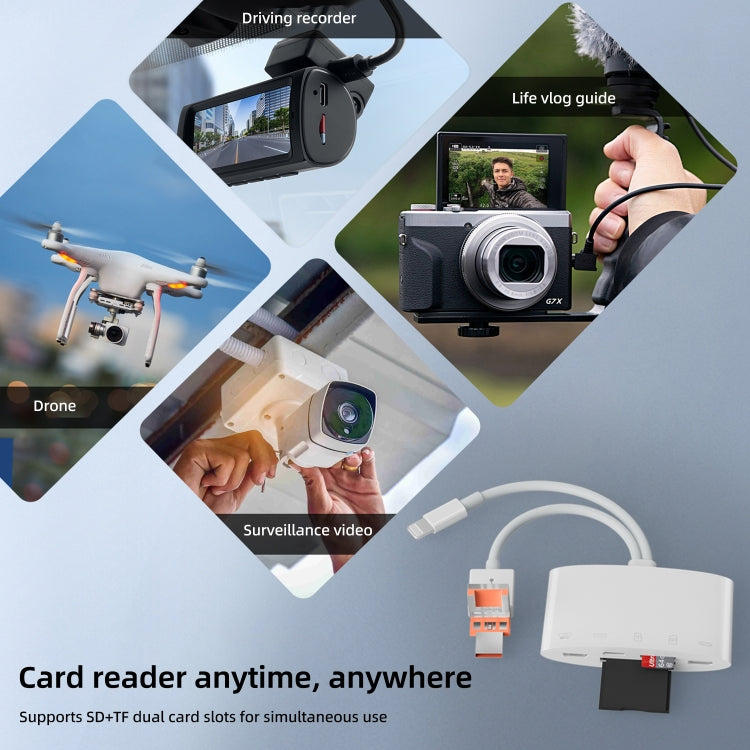 NK-1040TL Pro USB-C / Type-C, 8 Pin, USB to USB-C / Type-C, 8 Pin, Micro USB, TF, SD Card Reader Adapter(White) - U Disk & Card Reader by buy2fix | Online Shopping UK | buy2fix