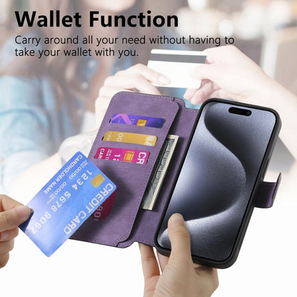 For iPhone 16 Pro Max CaseNeo MagSafe RFID Anti-theft Retro Leather Phone Case(Purple) by CaseNeo