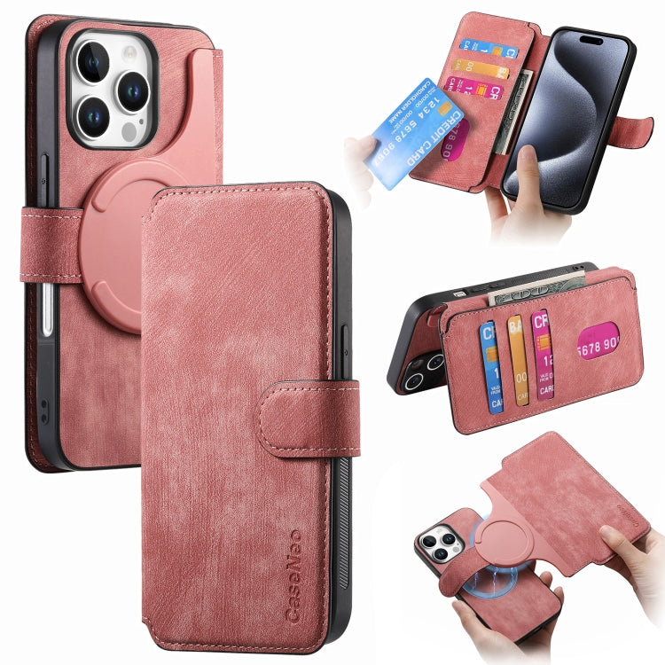 For iPhone 16 Pro CaseNeo MagSafe RFID Anti-theft Retro Leather Phone Case(Pink) - iPhone 16 Pro Cases by CaseNeo | Online Shopping UK | buy2fix