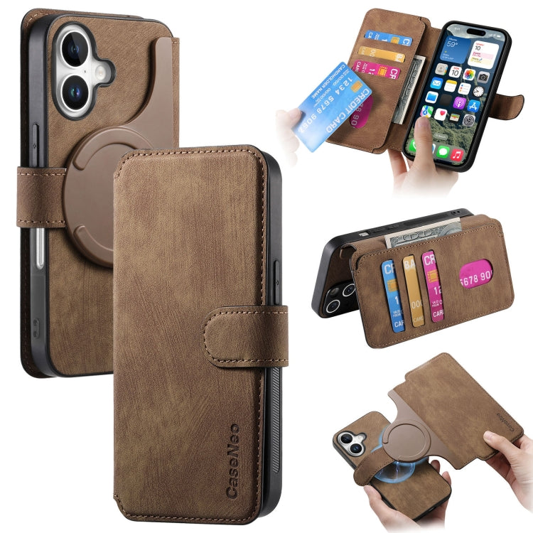 For iPhone 16 Plus CaseNeo MagSafe RFID Anti-theft Retro Leather Phone Case(Brown) - iPhone 16 Plus Cases by CaseNeo | Online Shopping UK | buy2fix