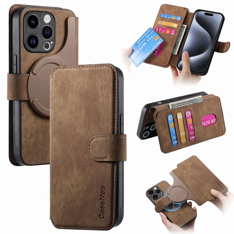 For iPhone 15 Pro Max CaseNeo MagSafe RFID Anti-theft Retro Leather Phone Case(Brown) - iPhone 15 Pro Max Cases by CaseNeo | Online Shopping UK | buy2fix