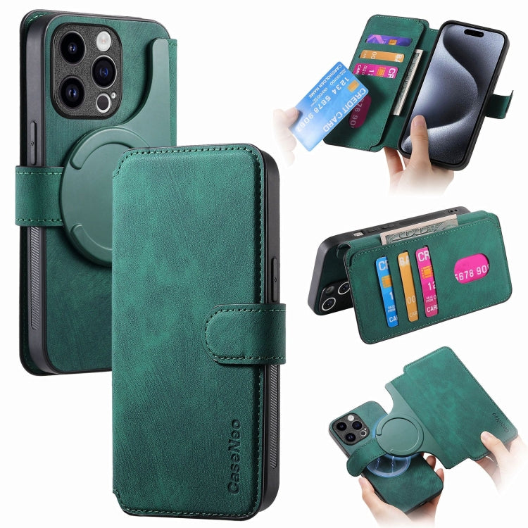 For iPhone 15 Pro CaseNeo MagSafe RFID Anti-theft Retro Leather Phone Case(Green) - iPhone 15 Pro Cases by CaseNeo | Online Shopping UK | buy2fix
