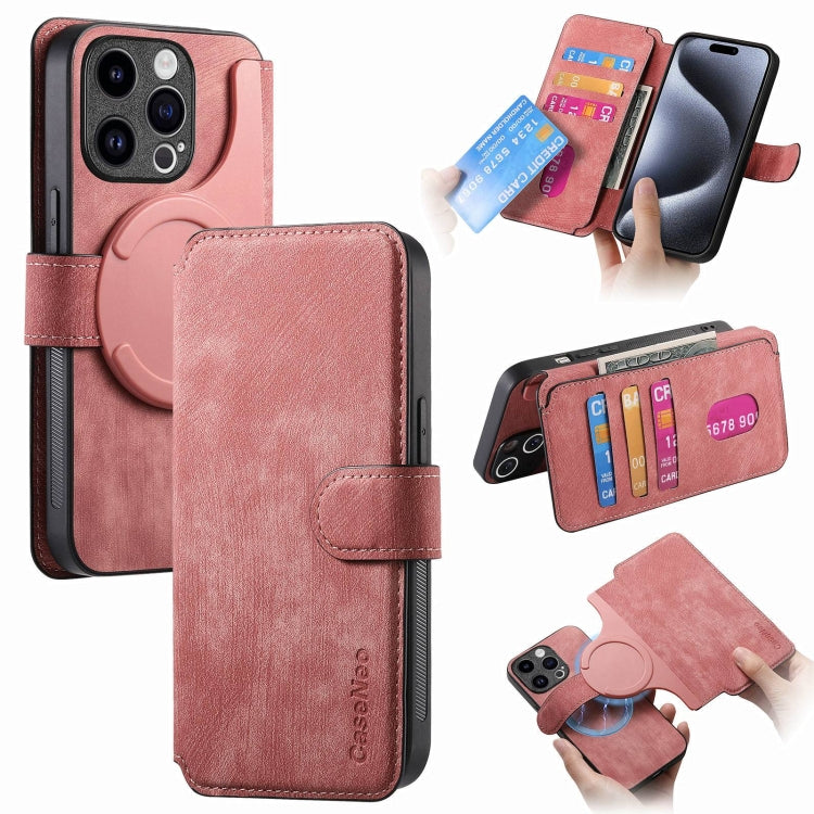 For iPhone 15 Pro CaseNeo MagSafe RFID Anti-theft Retro Leather Phone Case(Pink) - iPhone 15 Pro Cases by CaseNeo | Online Shopping UK | buy2fix